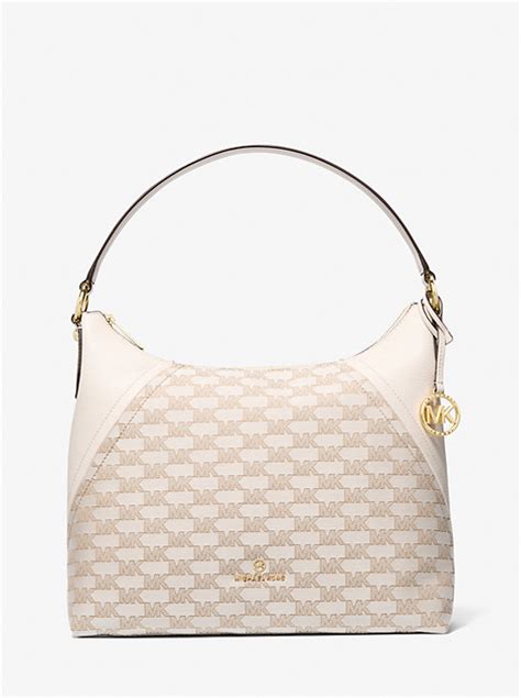 Aria Large Signature Logo Jacquard Shoulder Bag 